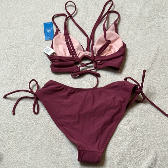 NET! Crisscross High Cut Bathing Suit with Adjustable Spaghetti Straps Sz Small - Picture 5 of 11